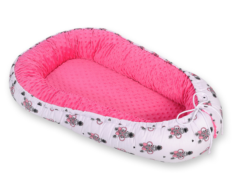 Divpusēja Premium mazuļa ligzdiņa BOBONO ar Minky audumu – rozā zebras — modelis KOKON MINKY/774_różowy minky - Attēls 5