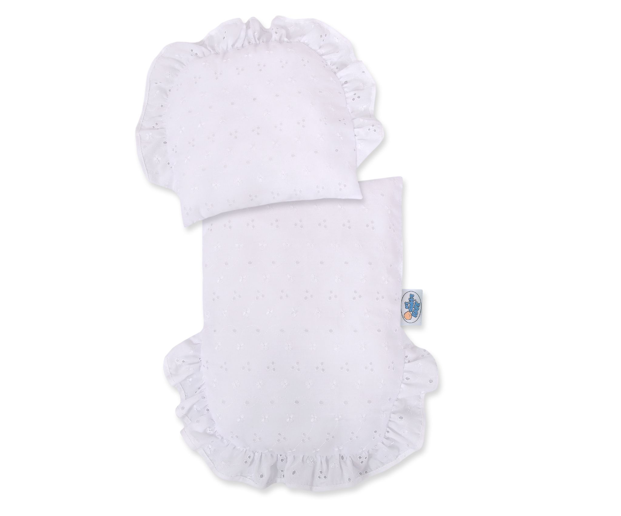 Wicker doll pushchair with white bedding and soft padding AURORA - natural