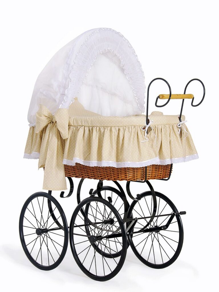 Moses Basket Wicker hood crib Retro wicker crib Christine - natural + beige bedding