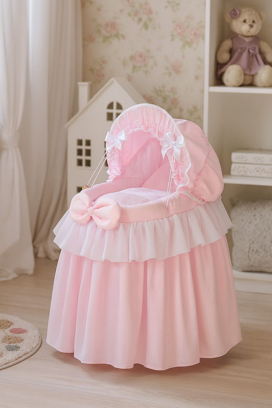 Pīts šūpulītis lellēm ar jumtiņu, Mazā princese — rozā