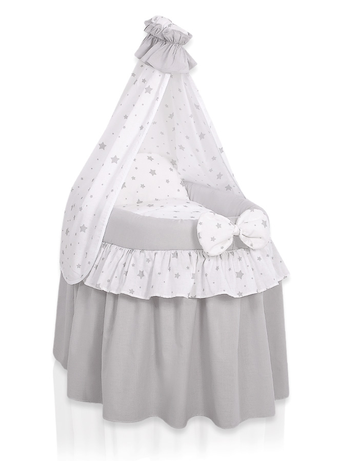 Pīts leļļu Mozus grozs ar baldahīnu LAURA, pelēks — modelis 2159-1016