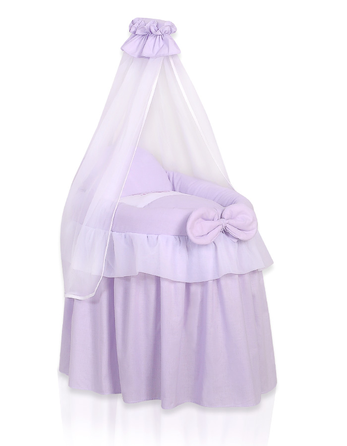 Wicker crib for doll Moses basket for dolls with drape LITTLE PRINCESS lilac