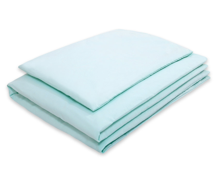Kokvilnas bērnu gultasveļas komplekts, 2 daļas, spilvendrāna 60 × 40 cm un segas pārvalks 120 × 90 cm – piparmētru krāsā