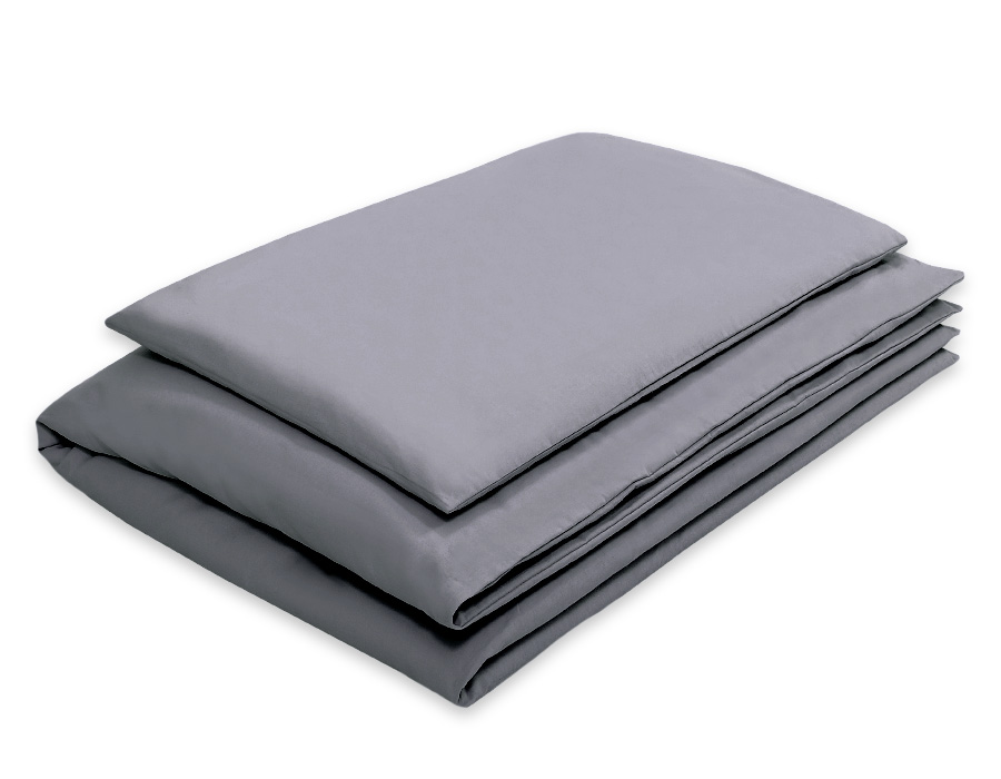 Kokvilnas bērnu gultasveļas komplekts, 2 daļas: spilvendrāna 60 × 40 cm un segas pārvalks 120 × 90 cm – antracīta krāsā