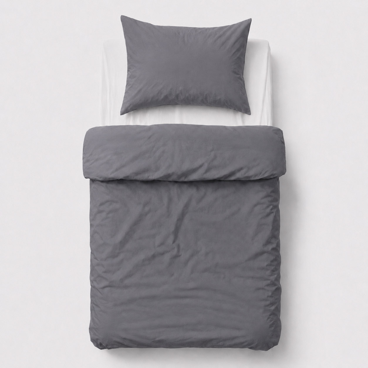Kokvilnas bērnu gultasveļas komplekts, 2 daļas: spilvendrāna 60 × 40 cm un segas pārvalks 120 × 90 cm – antracīta krāsā