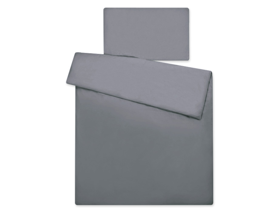 Kokvilnas bērnu gultasveļas komplekts, 2 daļas: spilvendrāna 60 × 40 cm un segas pārvalks 120 × 90 cm – antracīta krāsā