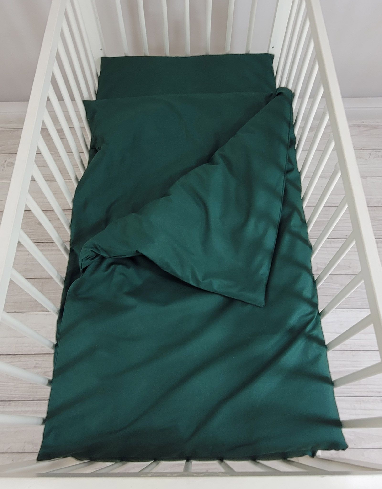 Cotton children's bedding set, 2 pieces, pillowcase 60x40 cm and duvet cover 120x90 cm bottle green