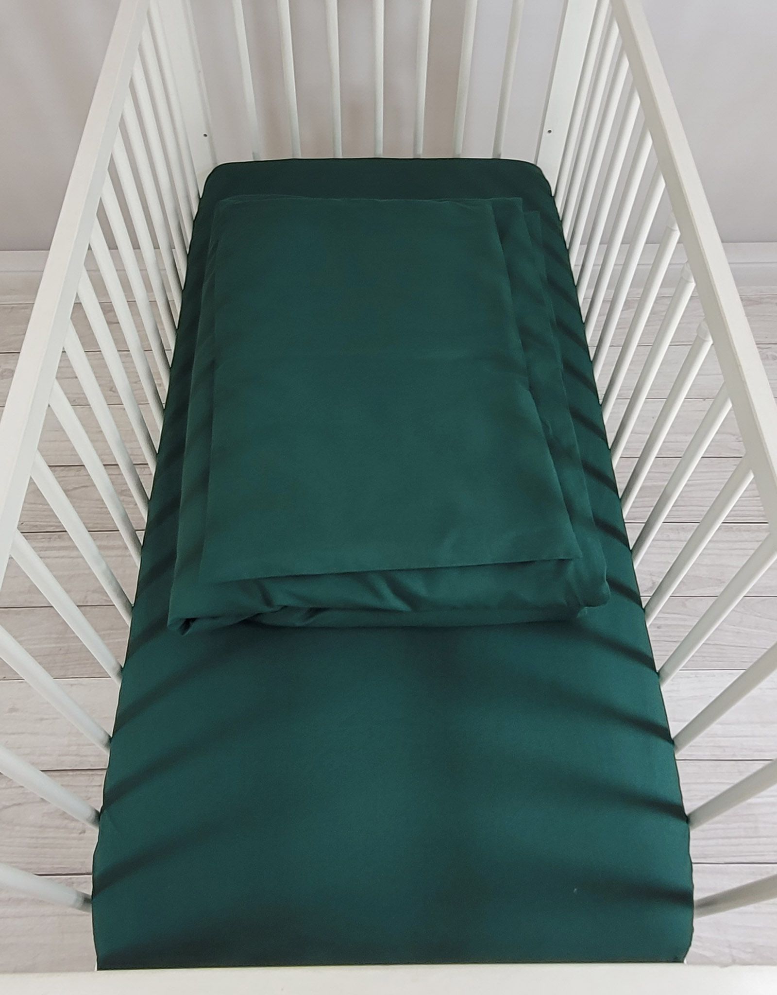 Cotton children's bedding set 2 pieces pillowcase 60x40 cm and duvet cover 135x100 cm bottle green