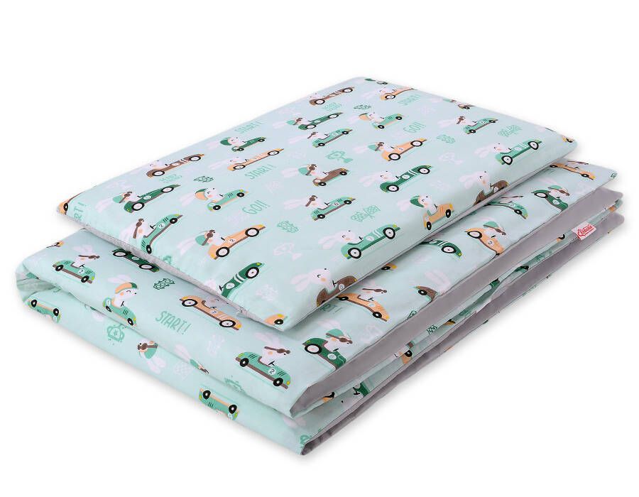 2 daļu kokvilnas gultasveļas komplekts zīdaiņiem, 120 × 90 cm – piparmētru krāsas truši