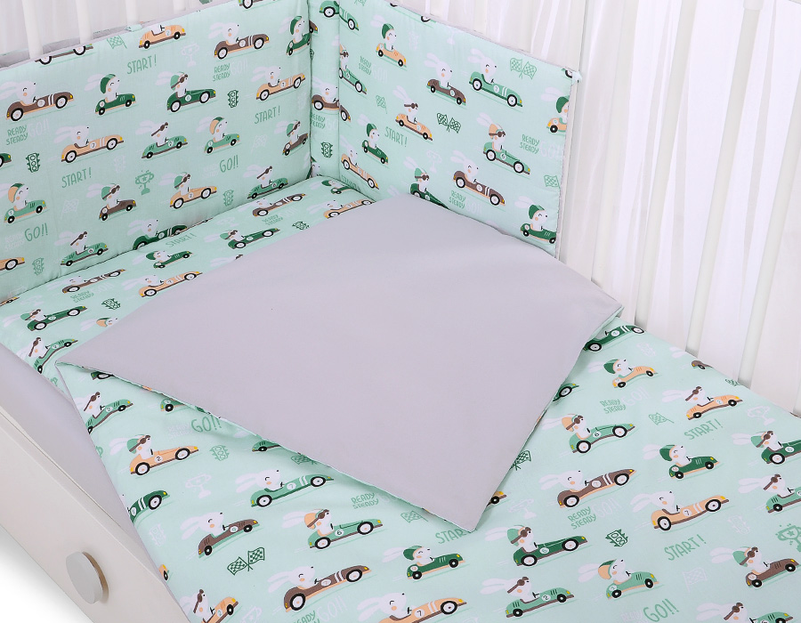 2 daļu kokvilnas gultasveļas komplekts zīdaiņiem, 120 × 90 cm – piparmētru krāsas truši