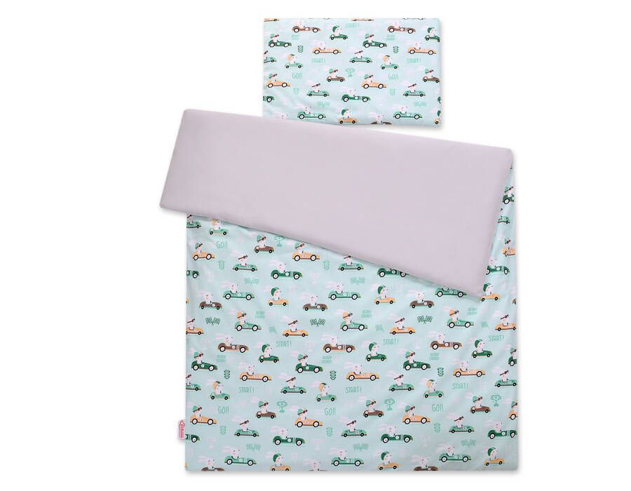 2 daļu kokvilnas gultasveļas komplekts zīdaiņiem, 120 × 90 cm – piparmētru krāsas truši