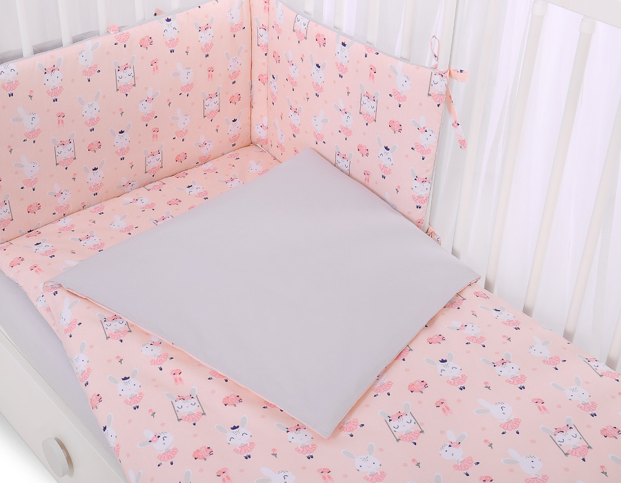 2 daļu kokvilnas gultasveļas komplekts zīdaiņiem, 120 × 90 cm – rozā balerīnas