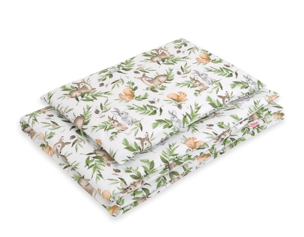 Baby cotton bedding set 2-pcs 120x90 cm- woodland green