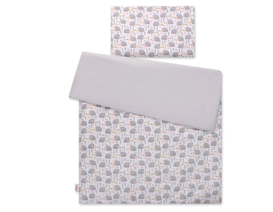 2 daļu kokvilnas gultasveļas komplekts mazulim, 120 × 90 cm – pelēki ezīši