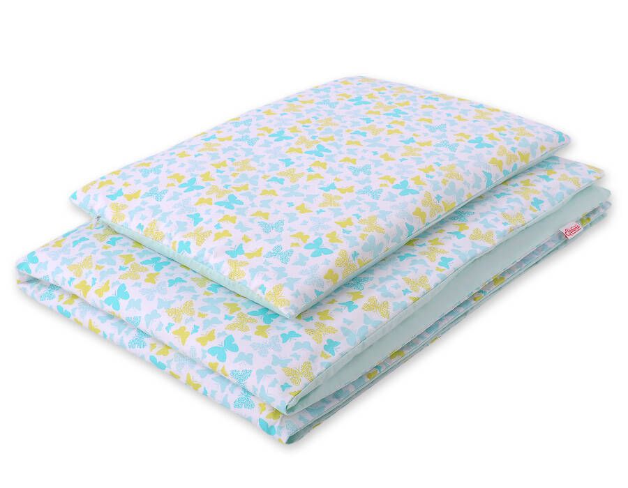 Bērnu kokvilnas gultasveļas komplekts, 2 daļas, 120 × 90 cm – zili tauriņi
