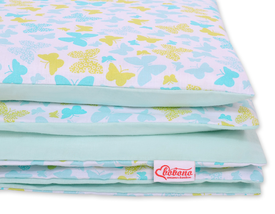 Bērnu kokvilnas gultasveļas komplekts, 2 daļas, 120 × 90 cm – zili tauriņi
