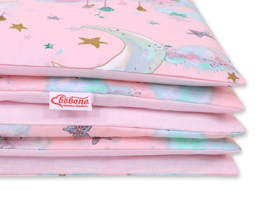 Baby cotton bedding set 2-pcs 135x100 cm- moons pink