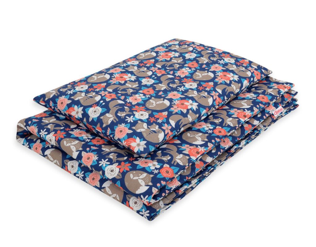 Baby cotton bedding set 2-pcs 135x100 cm- fox family on blue