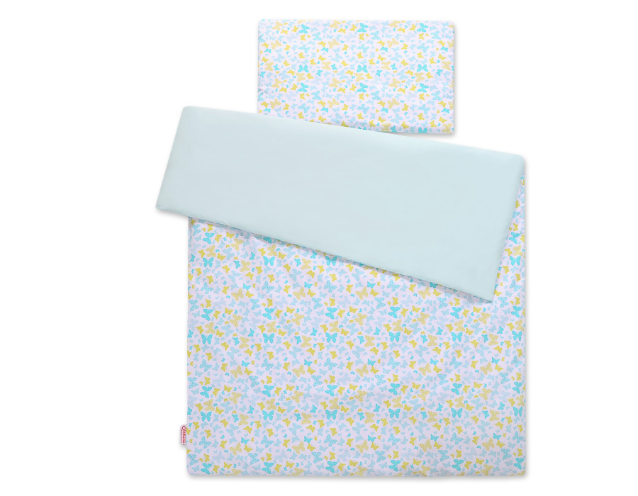 Baby cotton bedding set 2-pcs 135x100 cm- blue butterflies