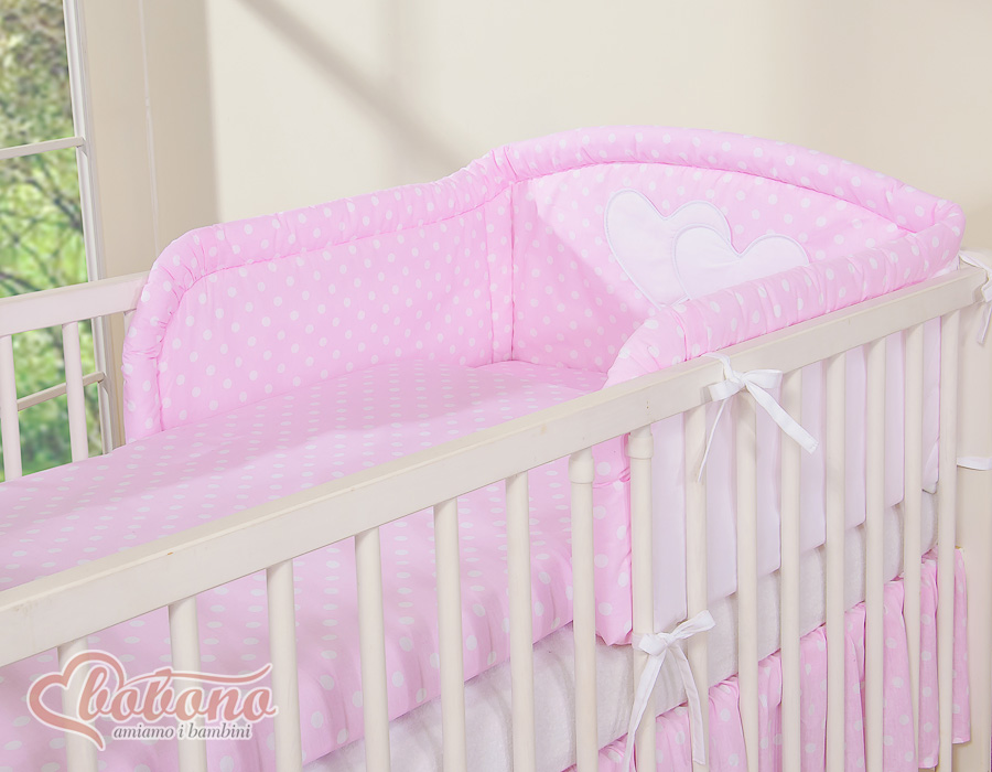Bedding set 2-pcs- Hanging Hearts white dots on pink