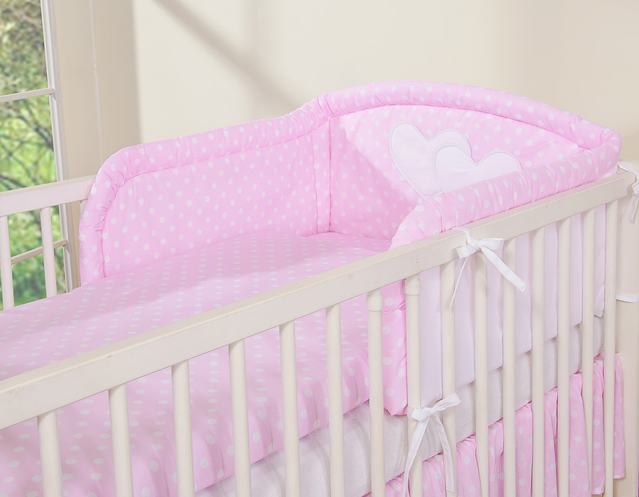 Bedding set 2-pcs- Hanging Hearts white dots on pink