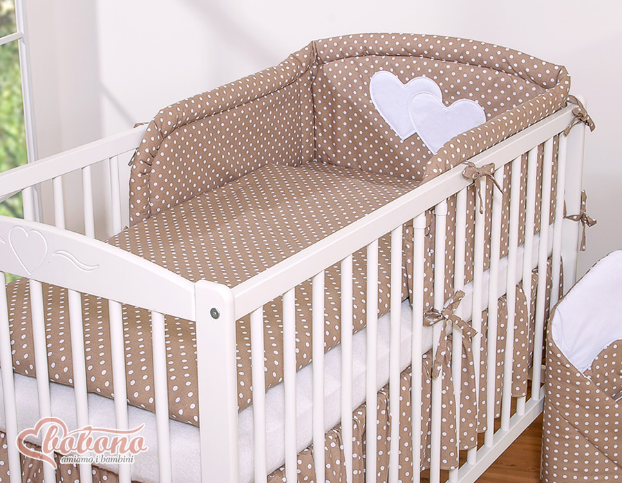 Bedding set 2-pcs Hanging Hearts white dots on brown