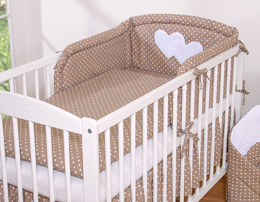 Bedding set 2-pcs Hanging Hearts white dots on brown