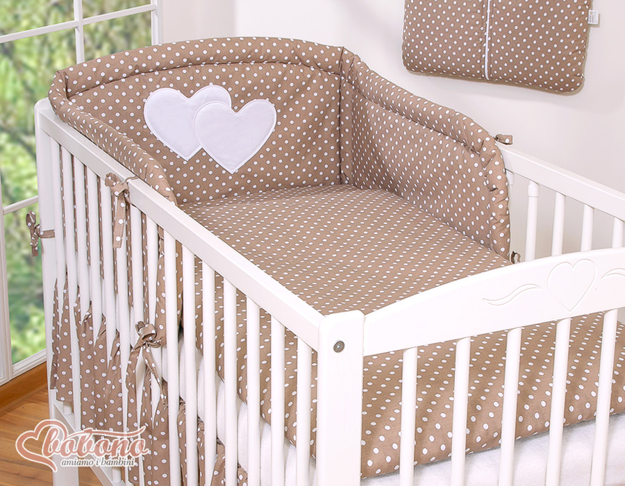 Bedding set 2-pcs Hanging Hearts white dots on brown