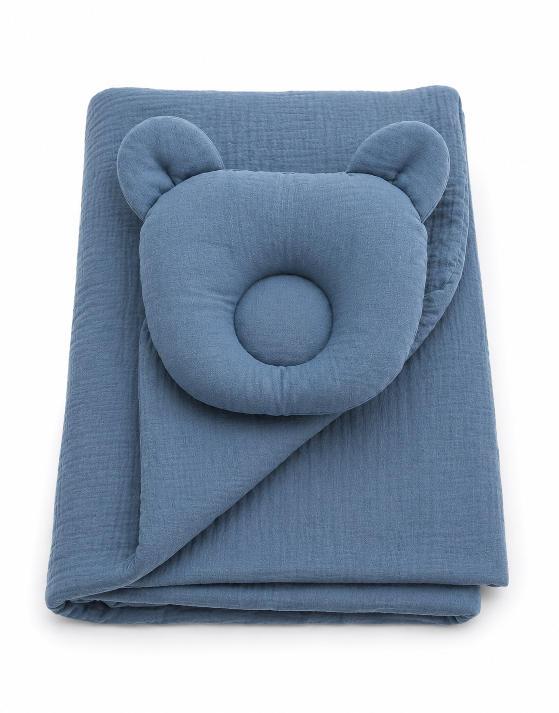Duvet with pillow Teddy MUSLIN - 2pcs set - denim blue