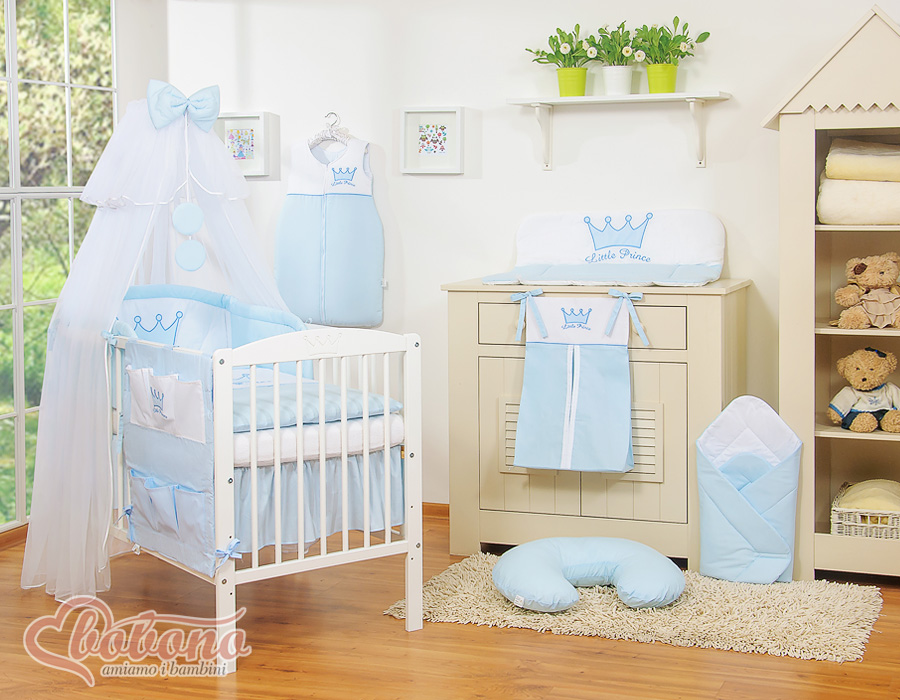 Bedding set 5pcs with mosquito-net- Little Prince/Princess blue