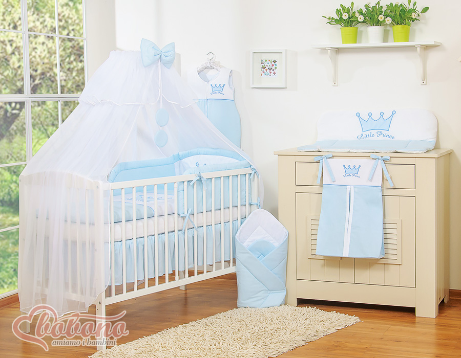 Bedding set 5pcs with mosquito-net- Little Prince/Princess blue