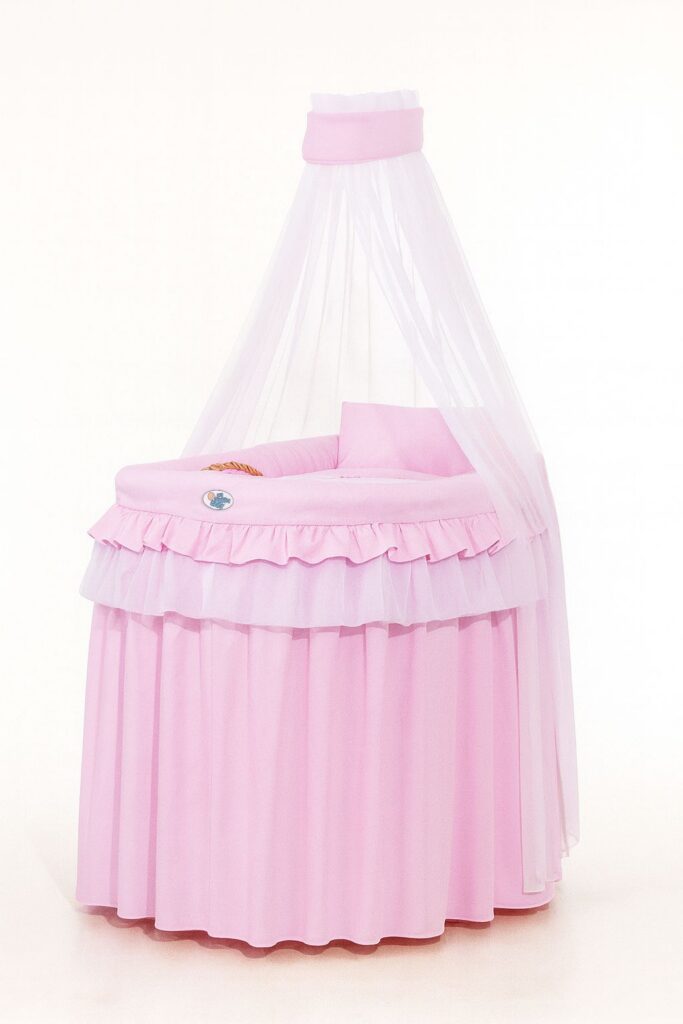 Moses Basket Wicker drape crib - Little Princess pink