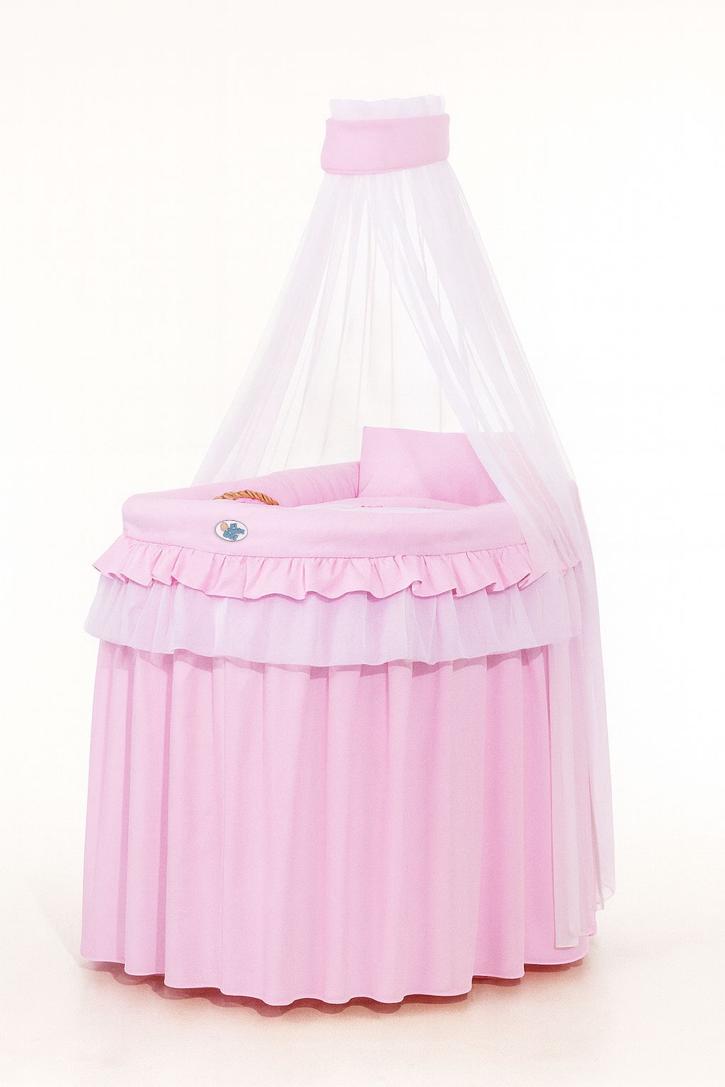Moses Basket Wicker drape crib - Little Princess pink