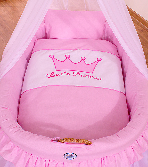 Moses Basket Wicker drape crib - Little Princess pink