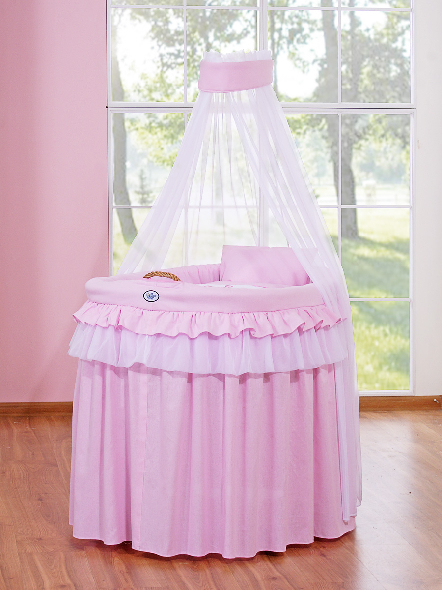 Moses Basket Wicker drape crib - Little Princess pink