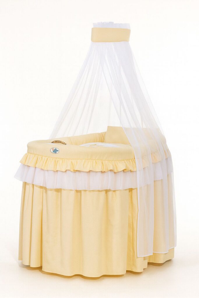 Moses Basket Wicker drape crib- Little Princess peach