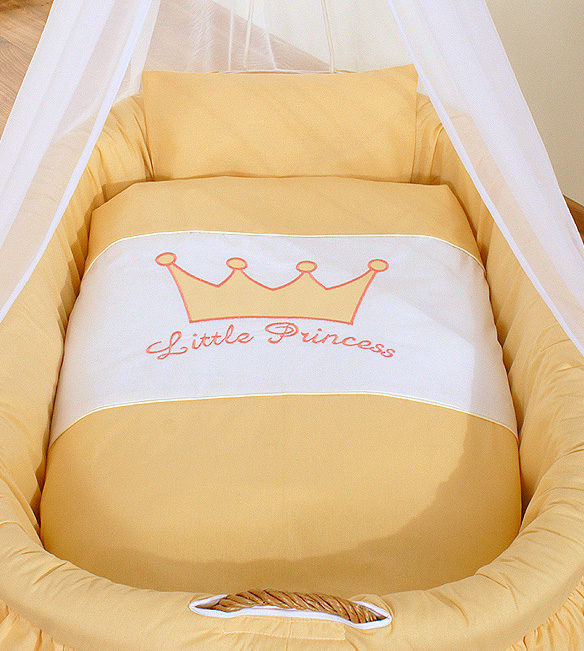 Moses Basket Wicker drape crib- Little Princess peach