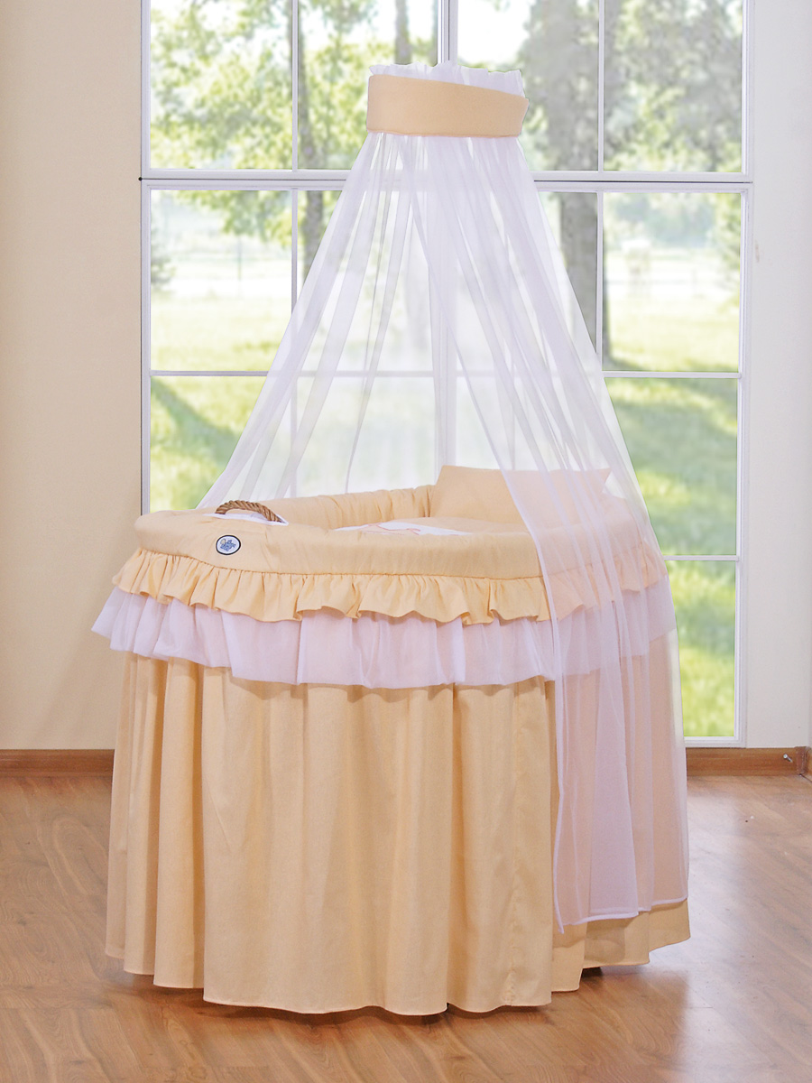 Moses Basket Wicker drape crib- Little Princess peach