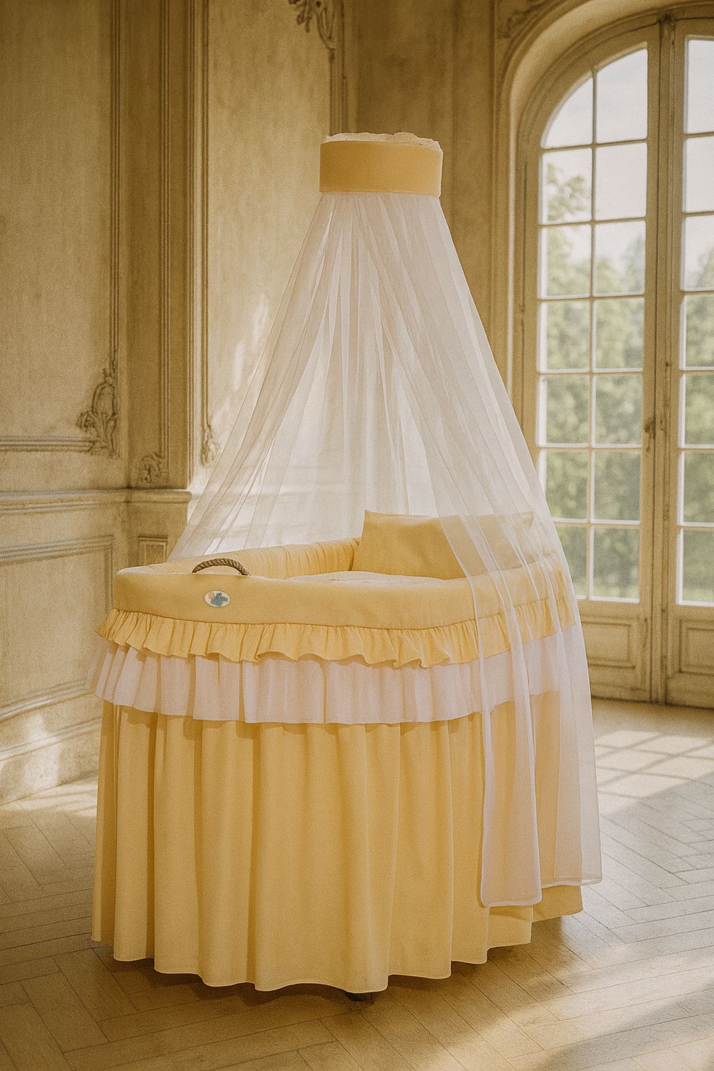 Moses Basket Wicker drape crib- Little Princess peach