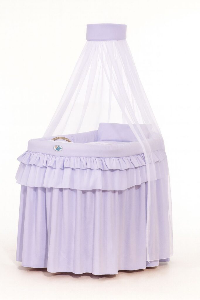 Moses Basket Wicker drape crib - Little Prince lilac