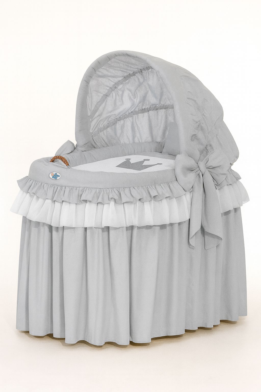 Moses Basket/Wicker hood crib - Little Prince gray