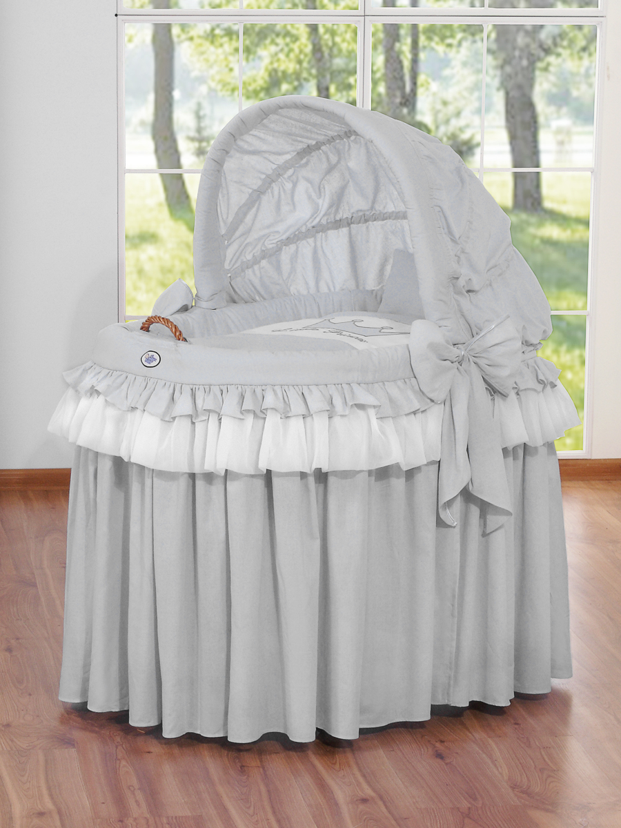 Moses Basket/Wicker hood crib - Little Prince gray