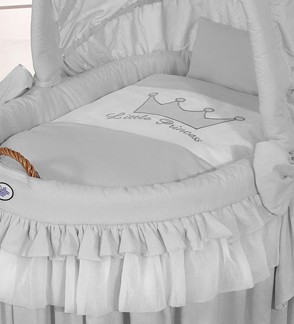 Moses Basket/Wicker hood crib - Little Prince gray