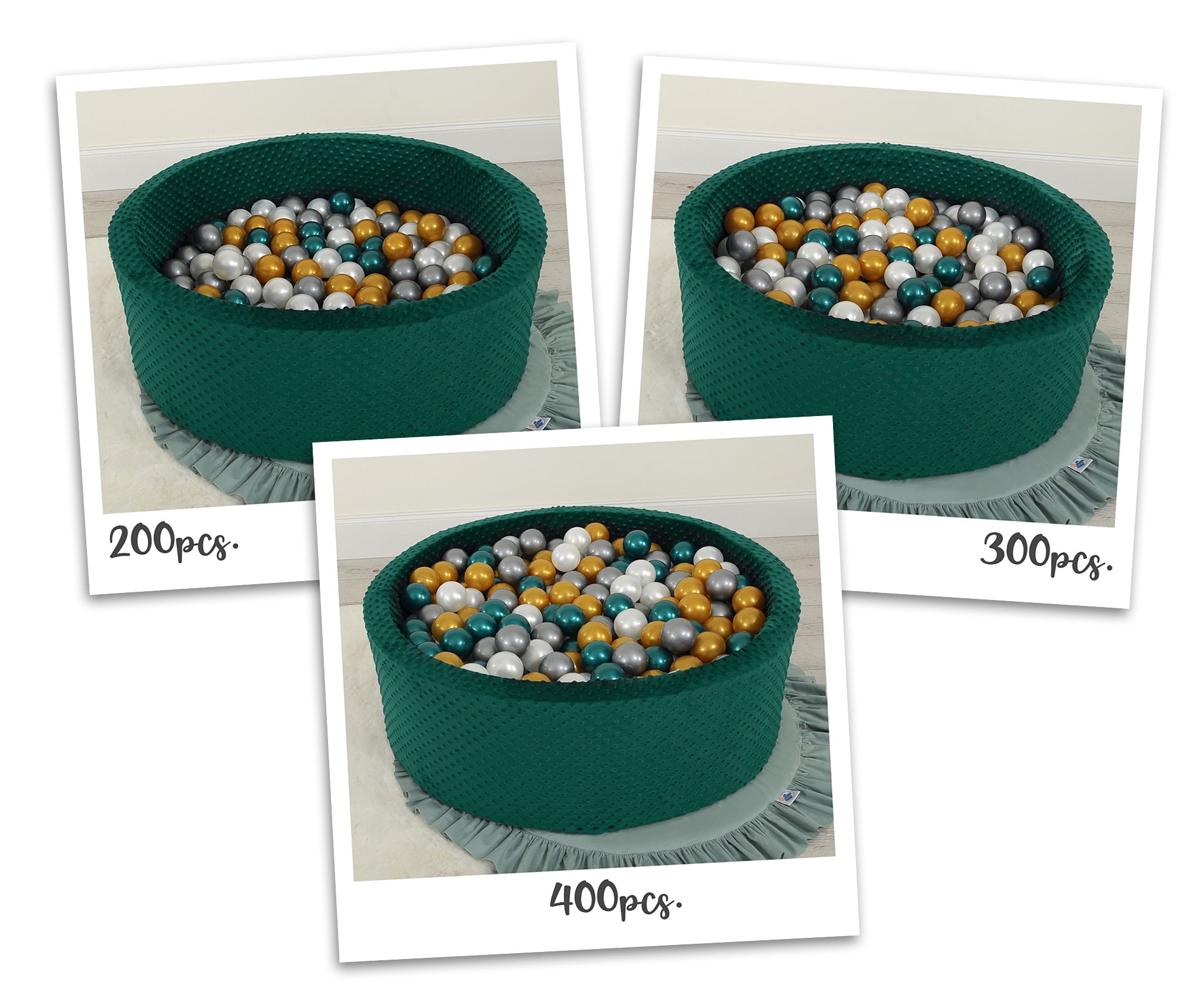 Ball-pit minky H-30 cm with balls 200pcs- bottle green