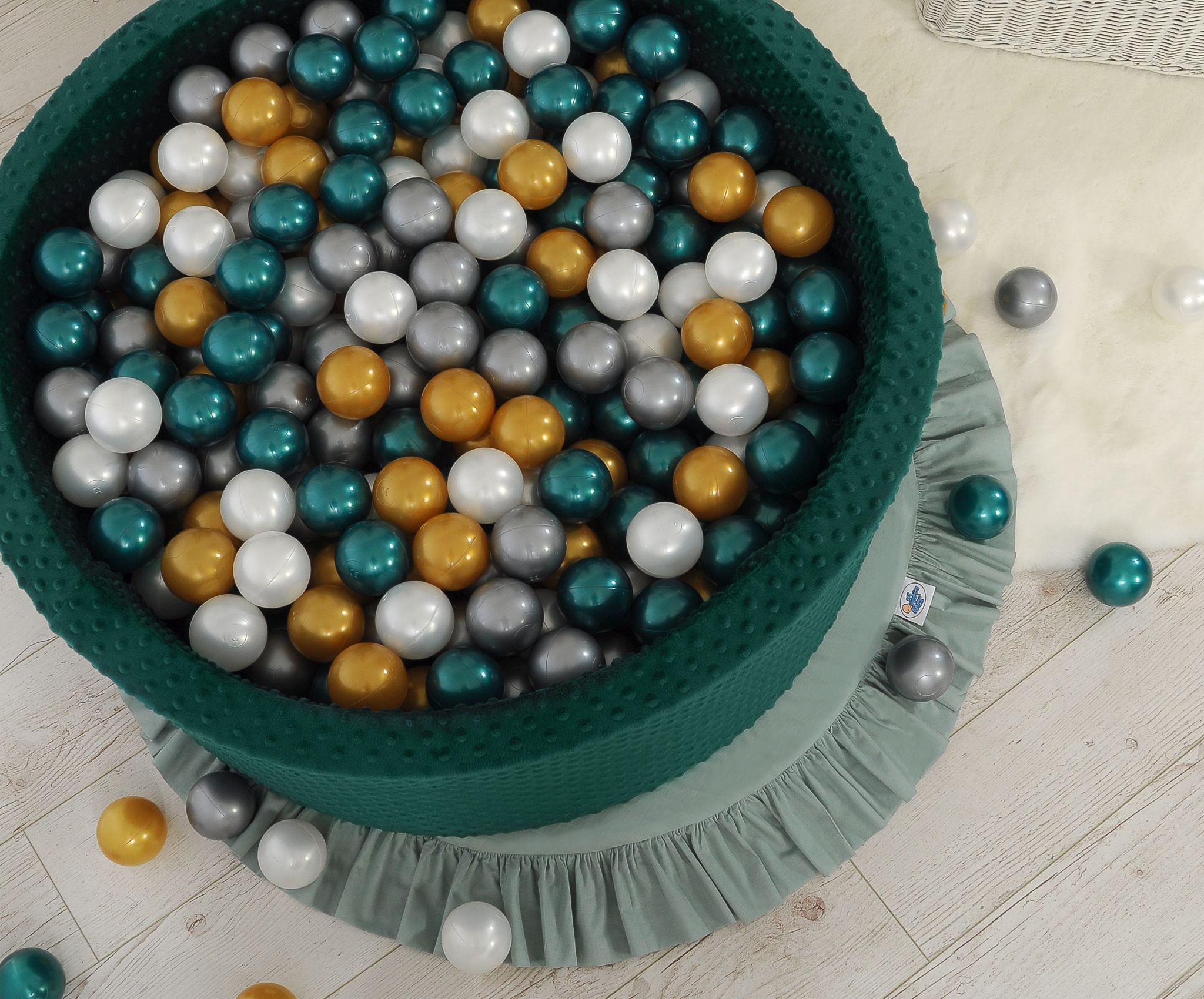 Ball-pit minky H-30 cm with balls 200pcs- bottle green
