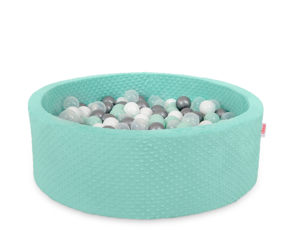 Ball-pit minky H-30 cm with balls 300pcs - mint