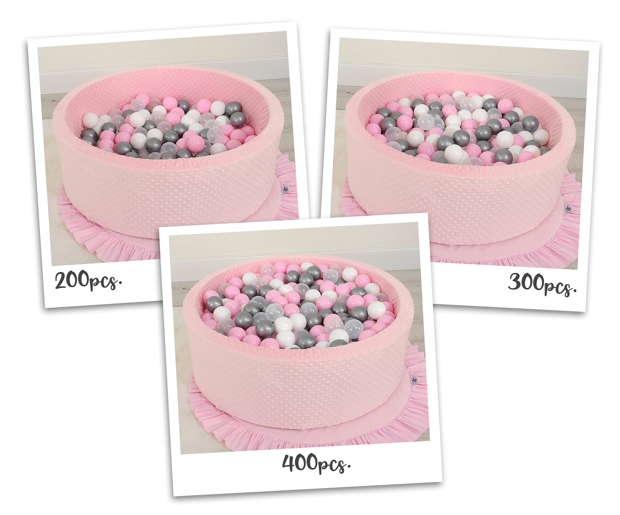 Ball-pit minky H-30 cm with balls 300pcs - pink