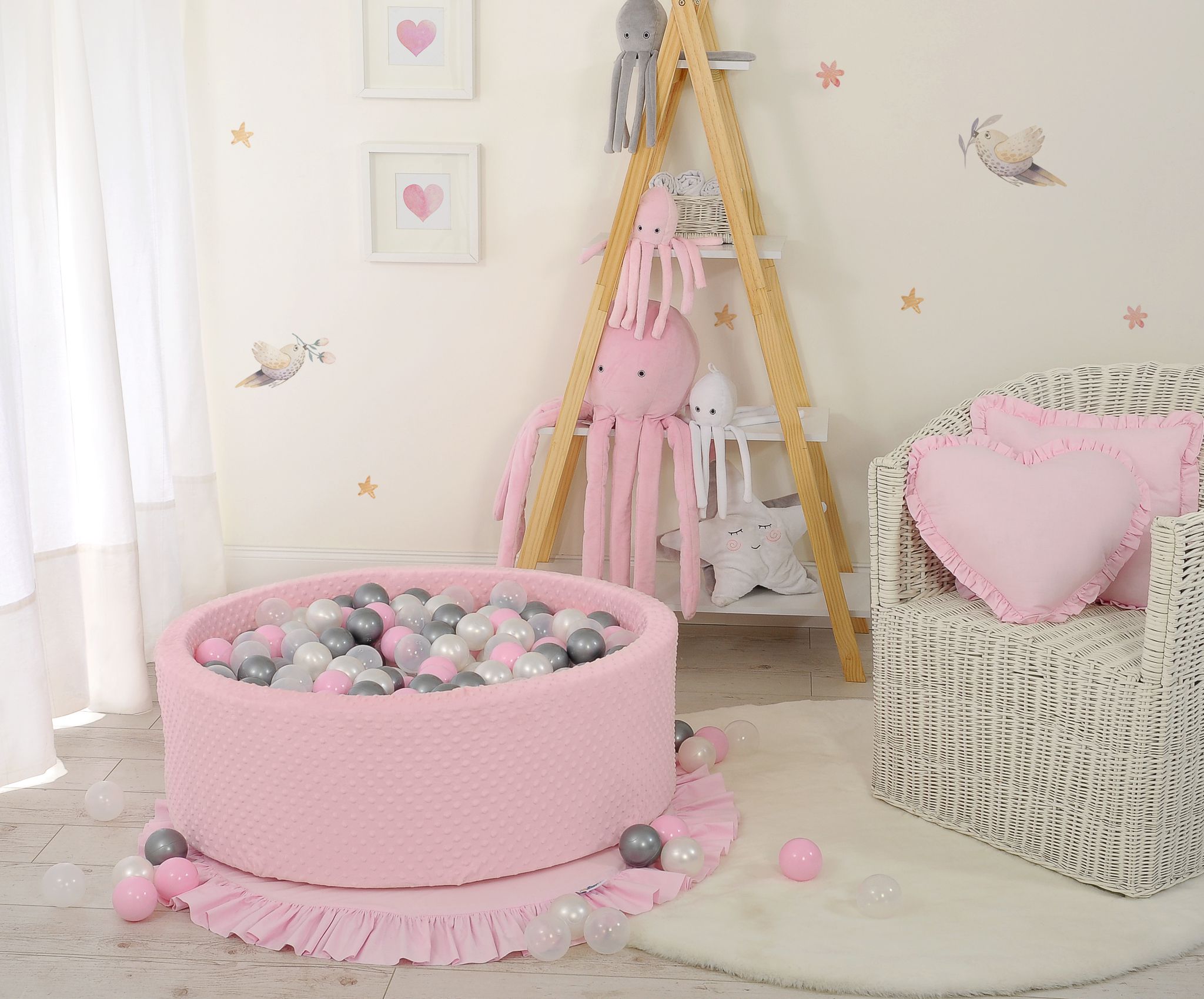Ball-pit minky H-30 cm with balls 300pcs - pink