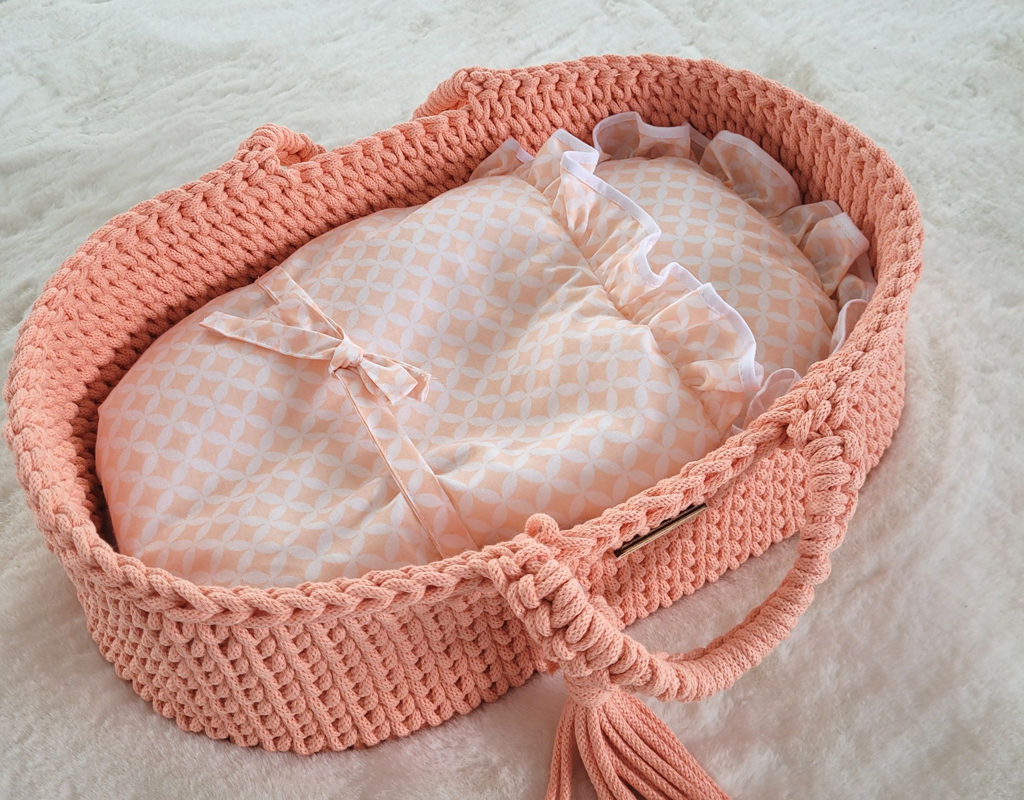Baby doll swaddling blanket - rosette peach