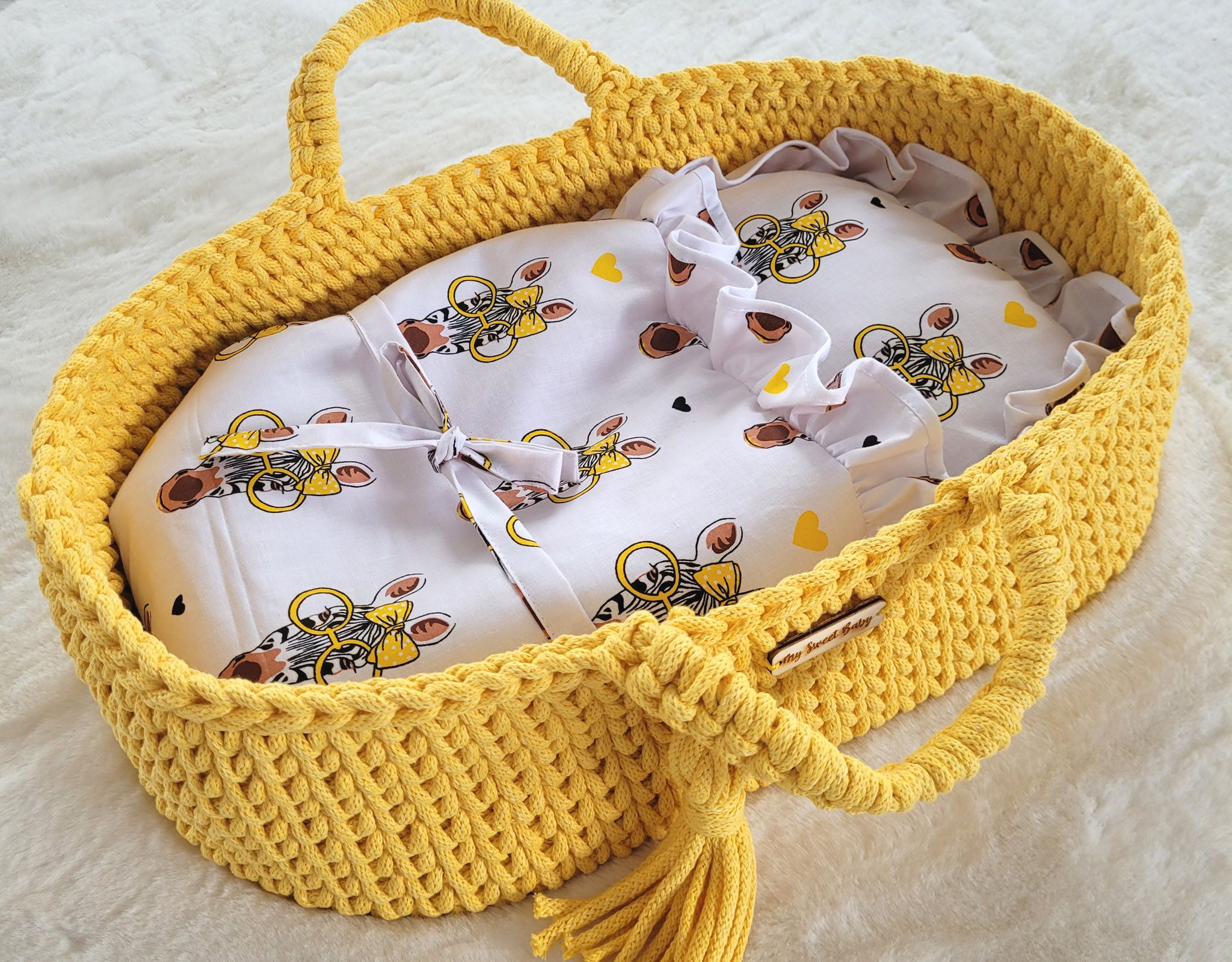 Baby doll swaddling blanket - zebra yellow